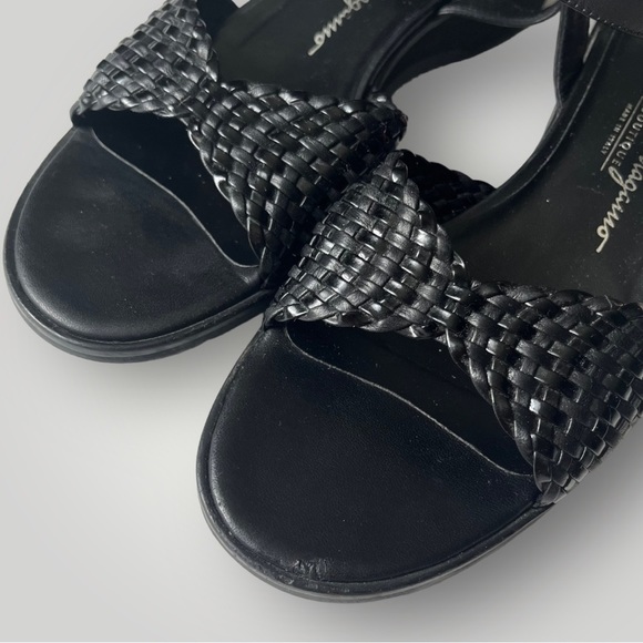 Ferragamo Classic Slingback Sandals Woven Leather Top Black Leather Shoes 8B - Picture 7 of 14